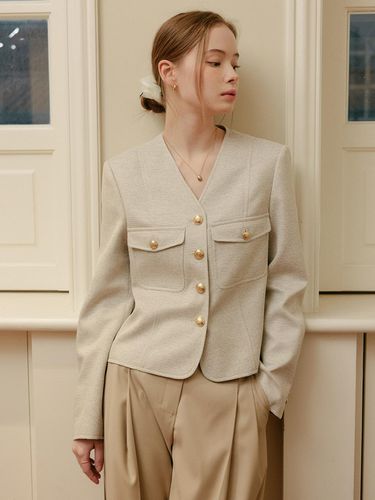 ALLIE V-neck Tweed Jacket - LOOKAST - Modalova