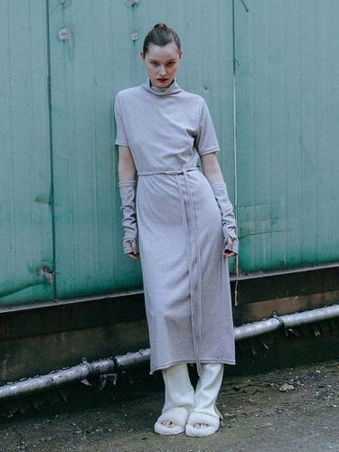 Turtleneck Wrap Long Dress Gray - 320SHOWROOM - Modalova