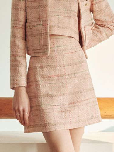 Rose Tweed Skirt - Pink - ZEROSTREET - Modalova