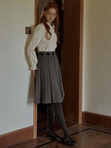 Autumn Grid Woolen Pleated Skirt - Proud Mary - Modalova