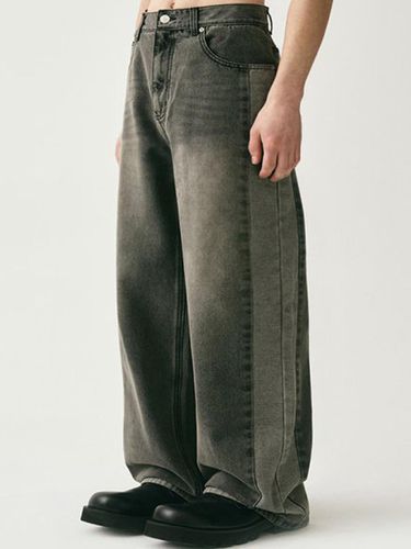 Wide-Fit Two-Tone Denim Pants Black - AVANDRESS - Modalova