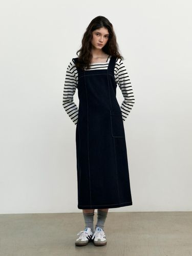 Wool Suspender Dress (Navy) - UNNOUT - Modalova