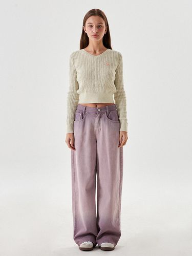 V-neck Cropped Cable Sweater - KIRSH - Modalova