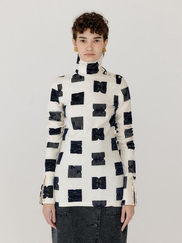 VEROSA Logo Pattern Turtleneck Top - EENK - Modalova