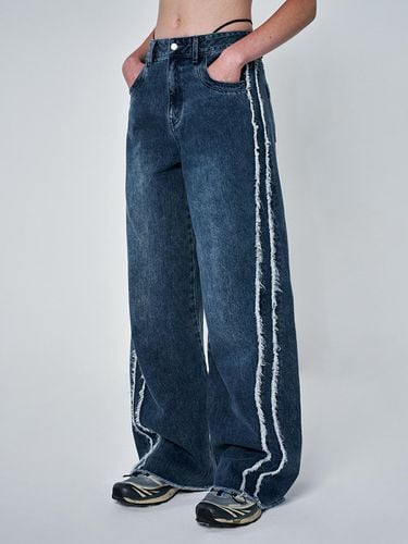 Fringe Washing Wide Denim Pants_Blue - ODD STUDIO - Modalova