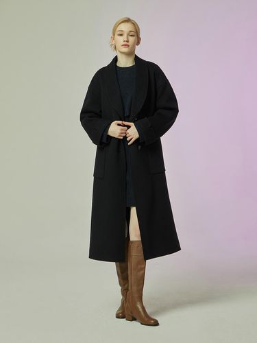 Shawl Collar Handmade Long Coat (Dark Navy) - CC collect - Modalova