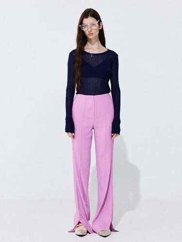 Linen Semi-Bootcut Trousers _ Pink - WNDERKAMMER - Modalova