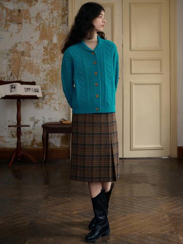 SR_Pleated Checked Woolen Skirt - Simple Retro - Modalova