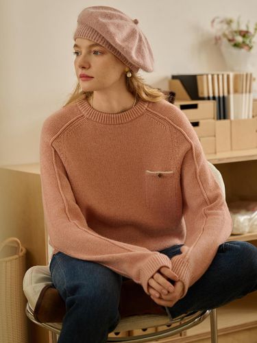 SR_Pocket Round Neck Sweater_Pink - Simple Retro - Modalova