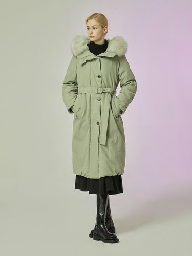 Fur Hooded Long Down Jumper (Light Khaki) - CC collect - Modalova