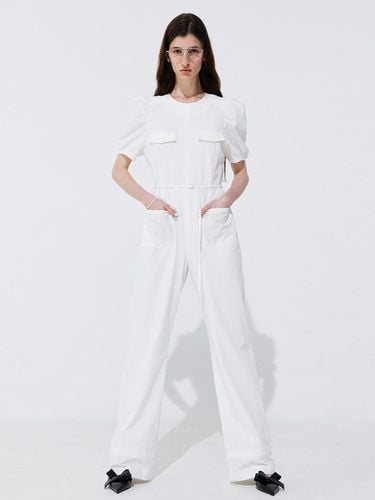 Puff Belted Jumpsuit _ White - WNDERKAMMER - Modalova