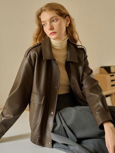 SR_Brown Leather Jacket - Simple Retro - Modalova