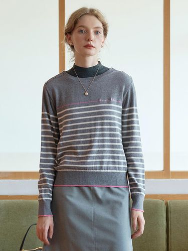 SR_Vintage Striped Knit Top_Gray - Simple Retro - Modalova