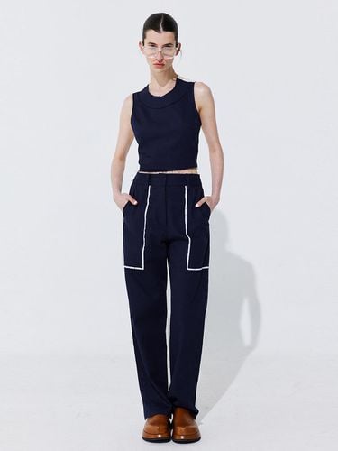 Color-Block Point Linen Trousers _ - WNDERKAMMER - Modalova