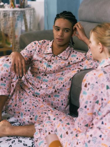 Antimicrobial Two-Way Poly Long-Sleeve Pocket Pajama [] - sleepyholiday - Modalova