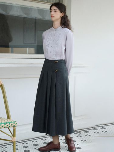 SR_Horn Button Pleated Skirt - Simple Retro - Modalova