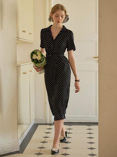 SR_Vintage Dot Collar Dress_Black - Simple Retro - Modalova