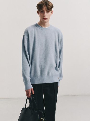 Unisex Buttoned Crewneck Sweater_Sky Blue - Dunst for MEN - Modalova