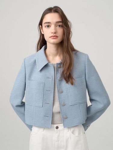 Detachable Collar Tweed Cropped Jacket - on&on - Modalova