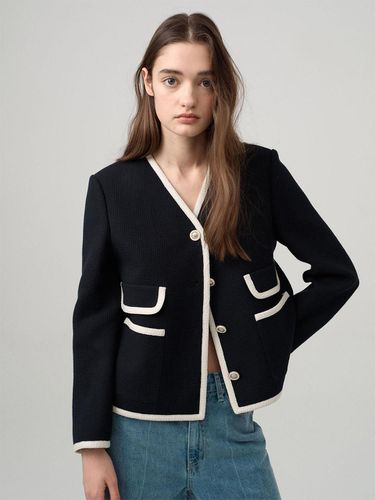 V_Neck Collarless Jacket - on&on - Modalova