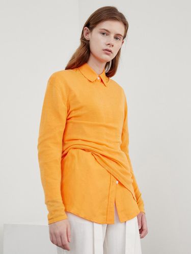 See-through Lightweight Acrylic-Cotton Knit [Orange] - AMONG - Modalova