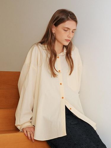 A Basic Cotton Shirt - Pale Beige - AMONG - Modalova