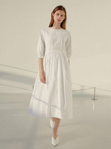 Sleeve Banding Cotton Long Dress [Ivory] - AMONG - Modalova