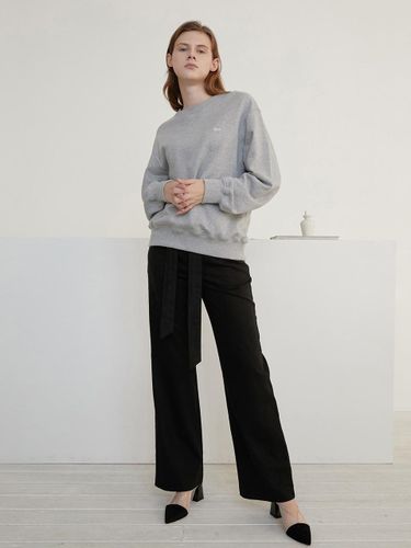 Wide Leg High Rise Banding Pants - AMONG - Modalova