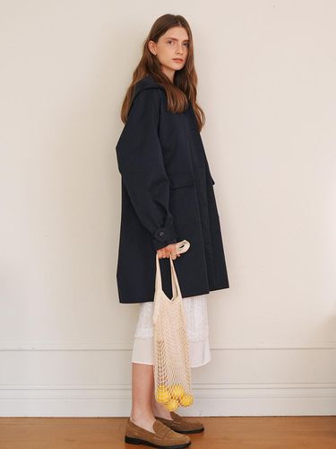 A Hooded Cotton Coat - Navy - AMONG - Modalova