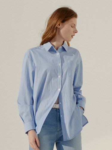 Cotton Pinstripe Classic Shirt [Sky Blue] - AMONG - Modalova