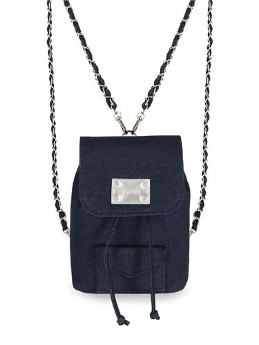 Denim Mini Backpack_Dark Blue - KAMJA - Modalova