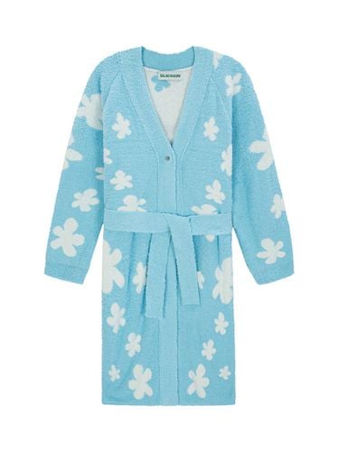 Floral Pattern Tactel Relaxed Fit Robe Gown [Sky Blue Beige] - SALADBAGUNI - Modalova