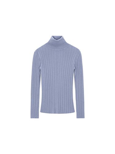 Polo Neck Ribbed Pullover (Purple) - SALADBAGUNI - Modalova