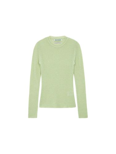 Mohair Ribbed Round Pullover (Blue) - SALADBAGUNI - Modalova