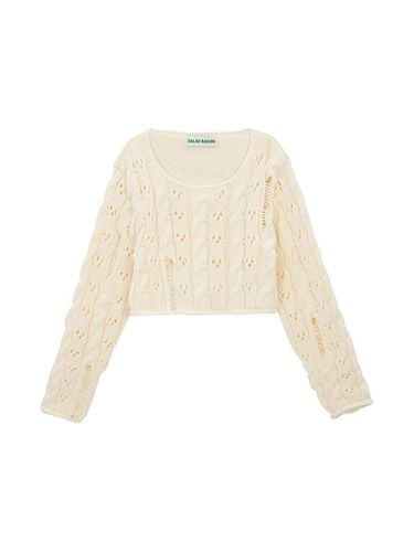 Damaged Cable Cropped Pullover - SALADBAGUNI - Modalova