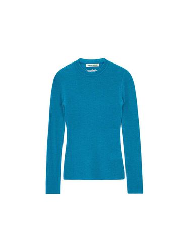 Mohair Ribbed Round Pullover (Blue) - SALADBAGUNI - Modalova