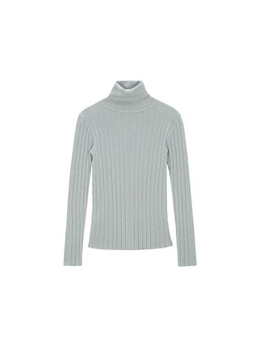 Polo Neck Ribbed Pullover (Gray) - SALADBAGUNI - Modalova