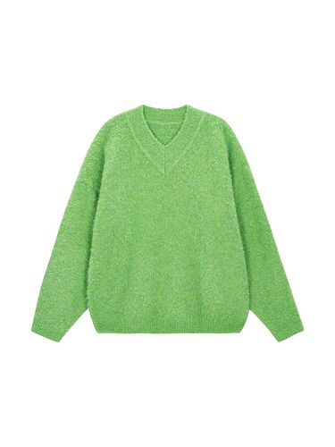 Wool Boucle V-neck Big Logo Pullover - SALADBAGUNI - Modalova