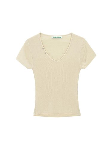 Celery V-neck T-shirt (Beige) - SALADBAGUNI - Modalova