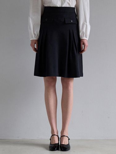 Twill Pleated Skirt - Navy - JOORTI - Modalova