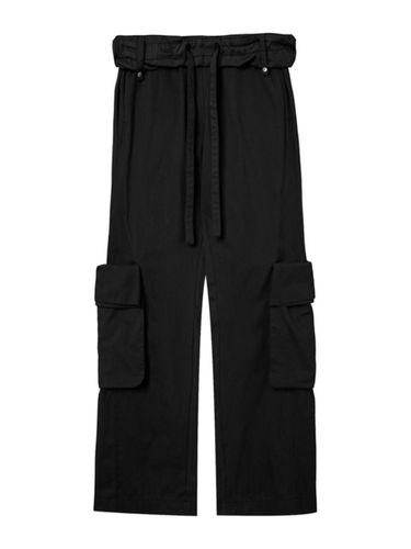 Rolled Waist Cargo Pants - Black - OPEN YY - Modalova