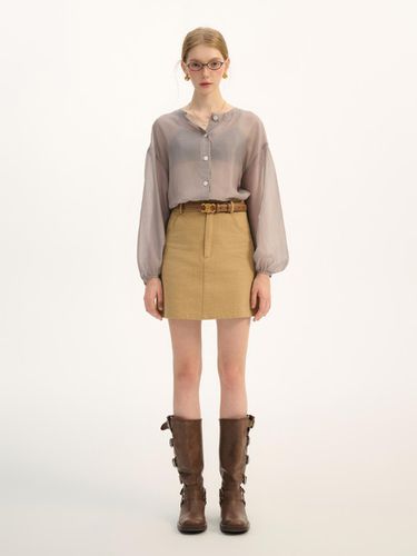 Khaki Beige Mini Skirt - Sincethen - Modalova