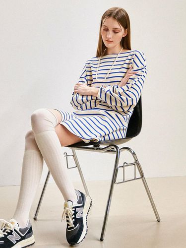 Stripe Patterned Balloon Dress - Blue - GENERAL IDEA - Modalova