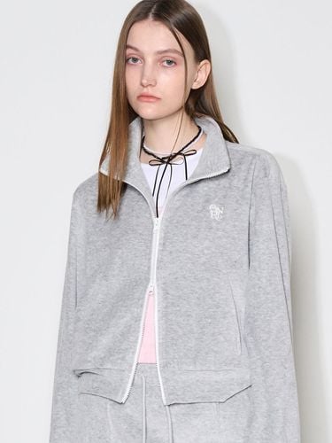 Light Velour Zip Up Top_Melange Grey - GENERAL IDEA - Modalova