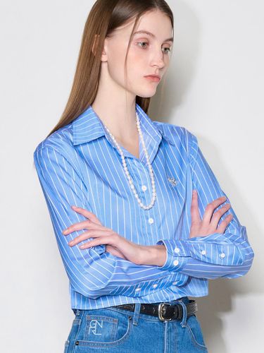 Wrinkle-Free Silky Stripe Shirt - Blue - GENERAL IDEA - Modalova