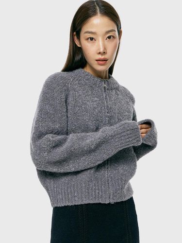 Boucle Zip-Up Knit_Charcoal Gray - ARCHAIC - Modalova