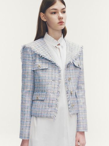 Sailor Collar Fringe Tweed Jacket_Blue - marieclaire - Modalova