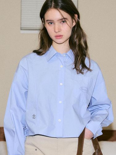 Side String Crop Shirt_Lavender - TMAKER - Modalova