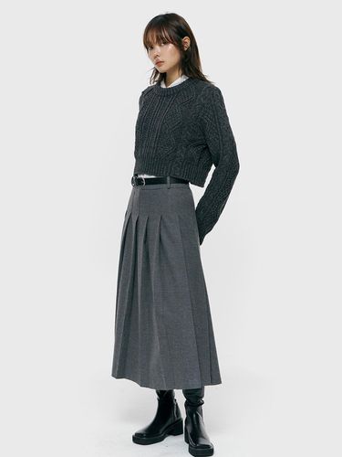 Wool Pleated Long Skirt_Gray - ARCHAIC - Modalova