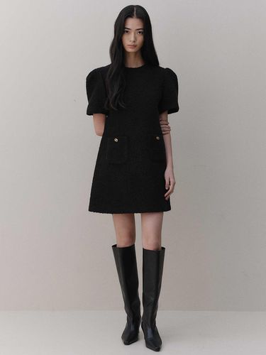 Puff Tweed Mini Dress_Black - ARCHAIC - Modalova